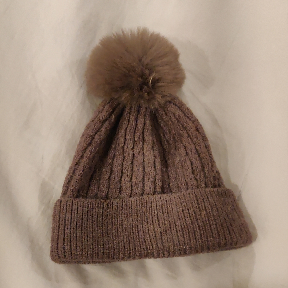Zara Dark Brown Knit Pom Childs Hat Y2K Cottagecore